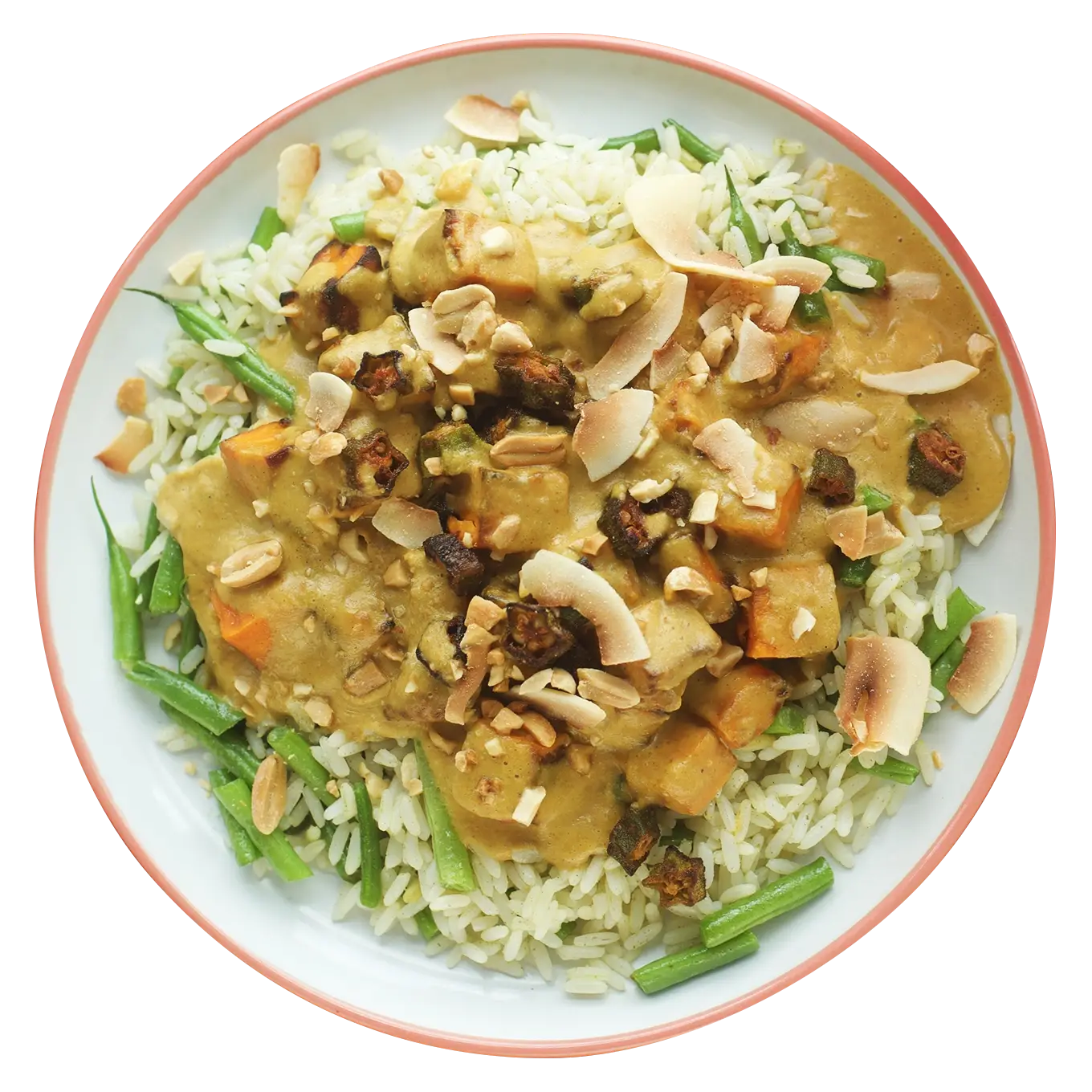 Plant-based ready-meal red Thai curry